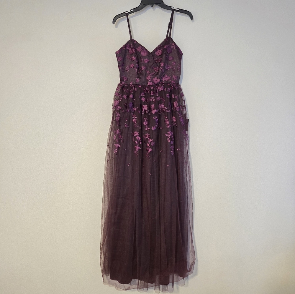 Lulus Plum Floral Embroidered Maxi Dress